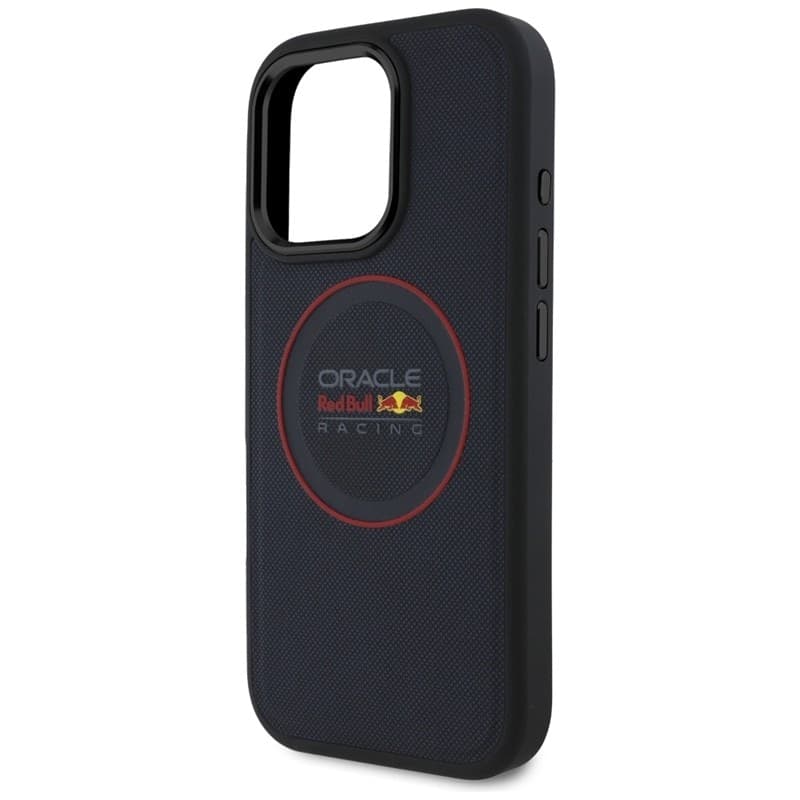 Custodia Red Bull in pelle con anello rosso e MagSafe per iPhone 16 Pro (blu navy) - 6