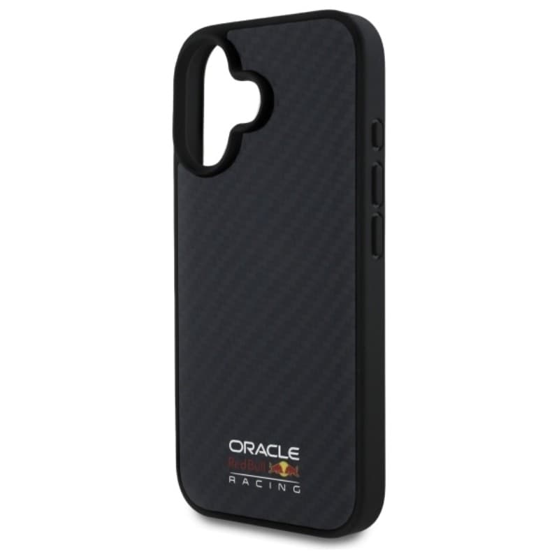 Custodia MagSafe per iPhone 16 con logo lucido in fibra di carbonio Red Bull (nera) - 6