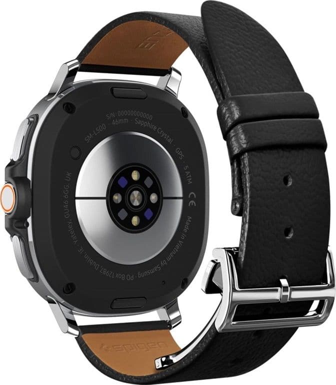 Spigen Enzo - Genuine Leather Strap for Samsung Galaxy Watch 8 / 8 Classic 40 / 44 / 46 mm (Black) - 4