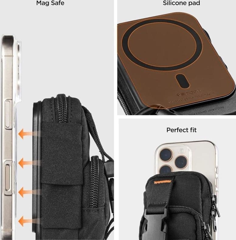Spigen Snap Zip MagFit Pouch - Borsa compatta MagSafe/Organizer magnetico (nero) - 4