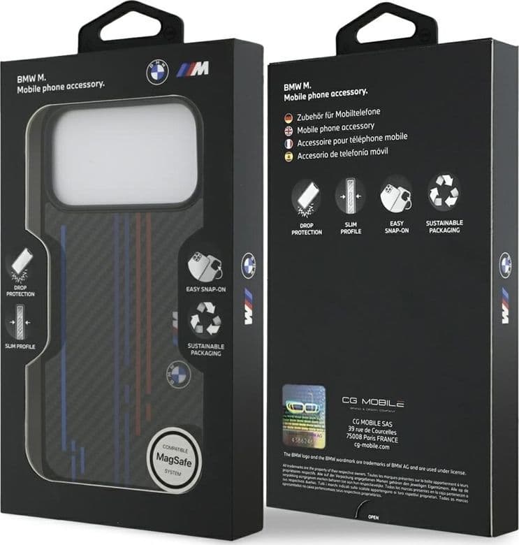 BMW M Kevlar Lines & Logo MagSafe - Custodia per iPhone 17 Pro Max (Nero) - 8