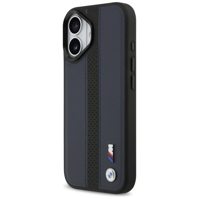Custodia MagSafe con logo BMW M a strisce perforate per iPhone 17 (blu navy) - 2