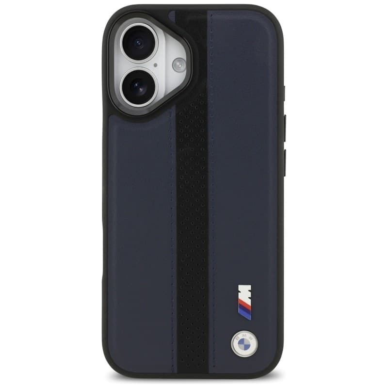 Custodia MagSafe con logo BMW M a strisce perforate per iPhone 17 (blu navy) - 3
