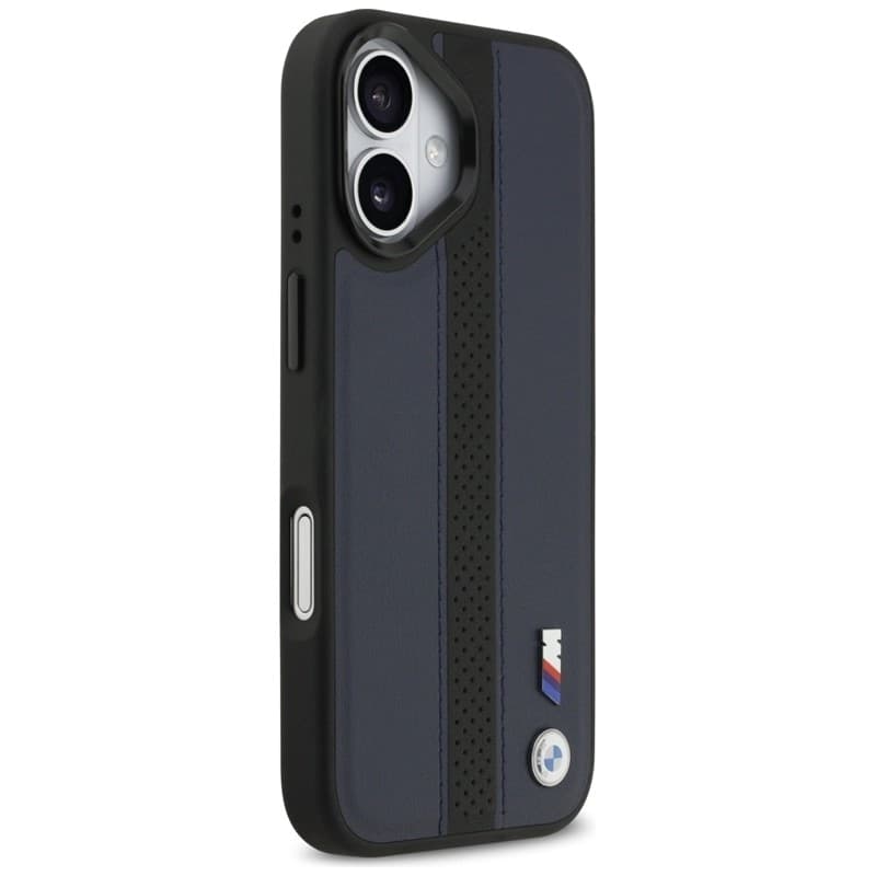 Custodia MagSafe con logo BMW M a strisce perforate per iPhone 17 (blu navy) - 4