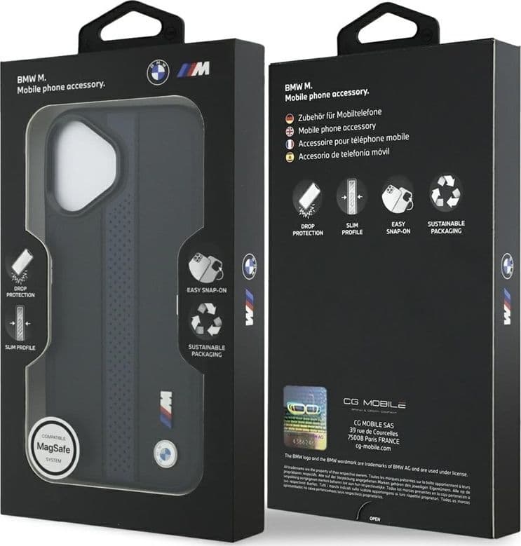 Custodia MagSafe con logo BMW M a strisce perforate per iPhone 17 (blu) - 8