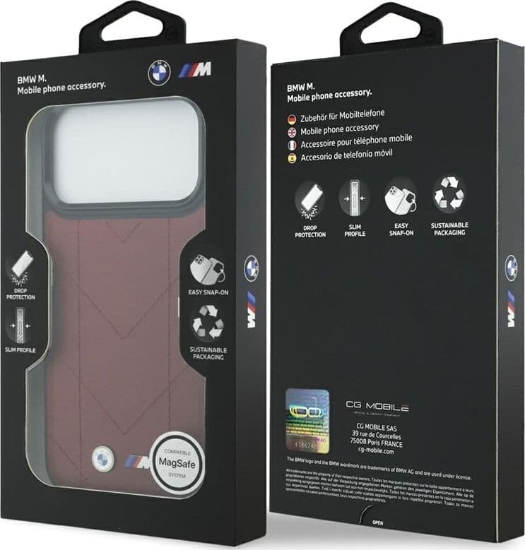 Custodia MagSafe con logo trapuntato BMW M per iPhone 17 Pro Max (rossa) - 8