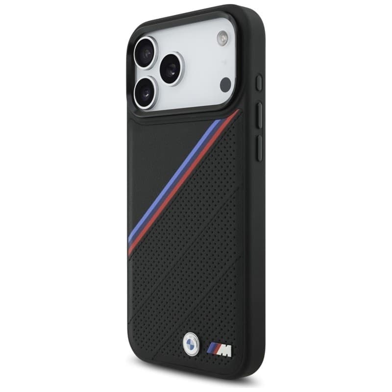 Custodia MagSafe con logo in metallo tricolore BMW M per iPhone 17 Pro Max (nera) - 2
