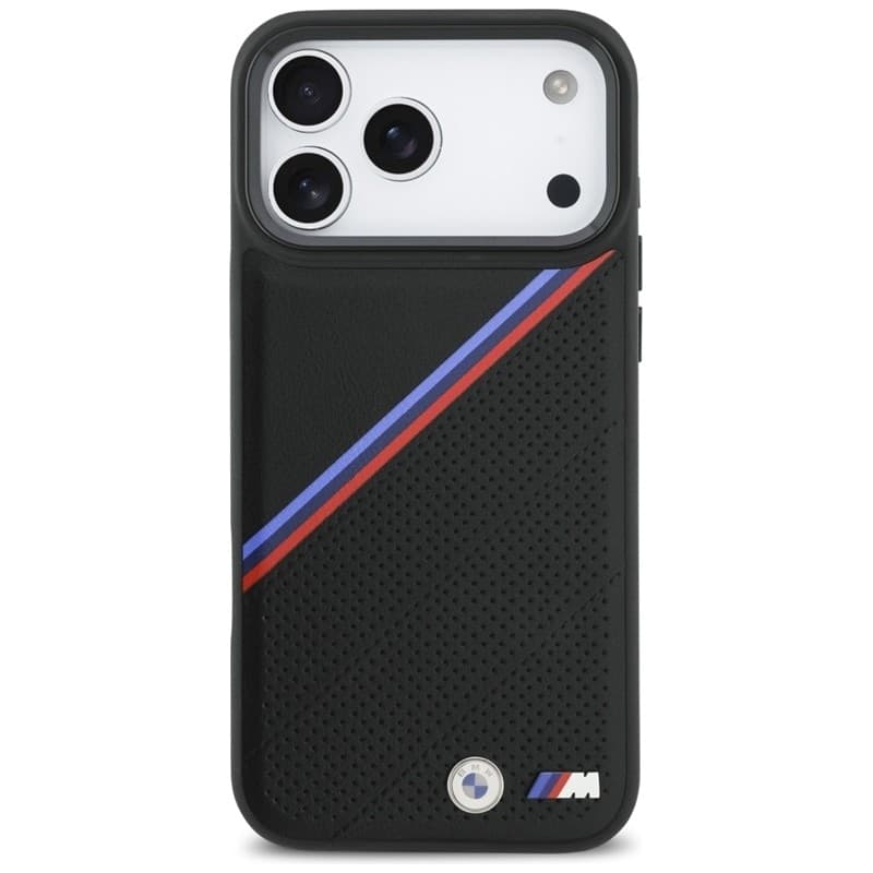 Custodia MagSafe con logo in metallo tricolore BMW M per iPhone 17 Pro Max (nera) - 3