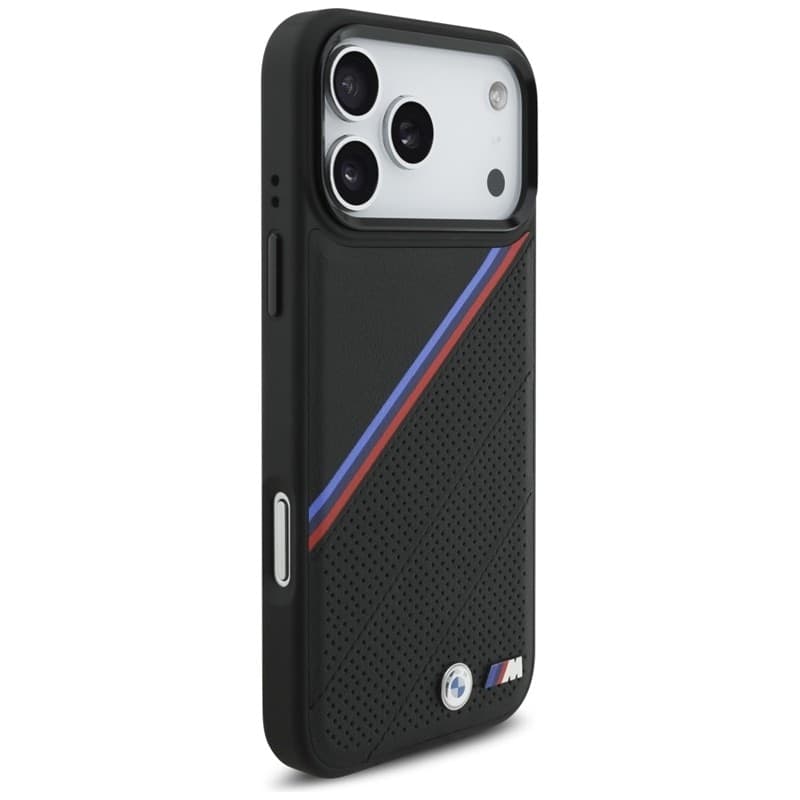 Custodia MagSafe con logo in metallo tricolore BMW M per iPhone 17 Pro Max (nera) - 4