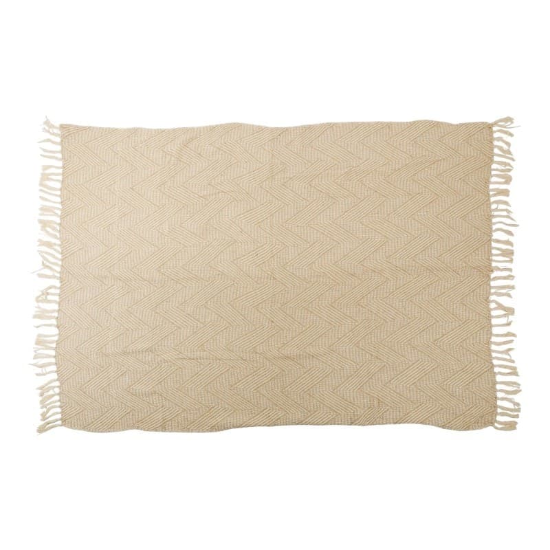 Arti Casa - Coperta in cotone a spina di pesce 130x170 cm (Beige / Bianco) - 2