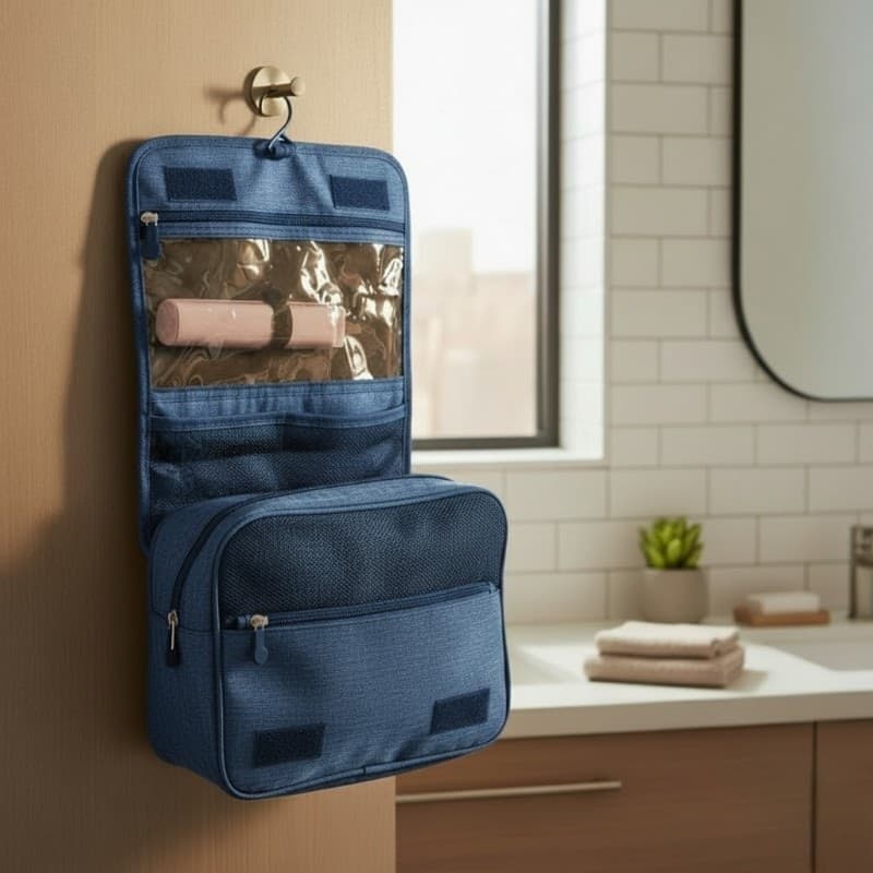Dunlop – Travel Toiletry Bag with Hanging Hook 25x20x10 cm (Navy Blue) - 5