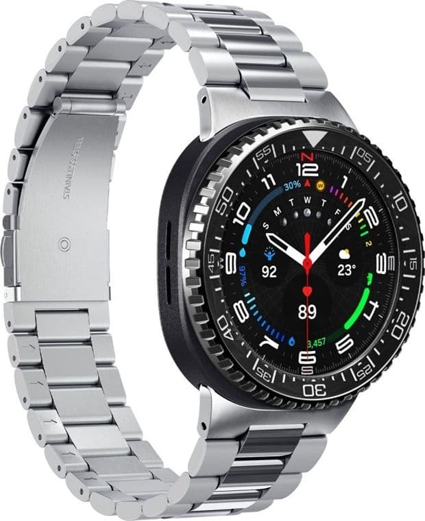 Spigen Bezel Tune Pro Diver - Custodia/Anello protettivo per Samsung Galaxy Watch 8 Classic 46 mm (Argento) - 6