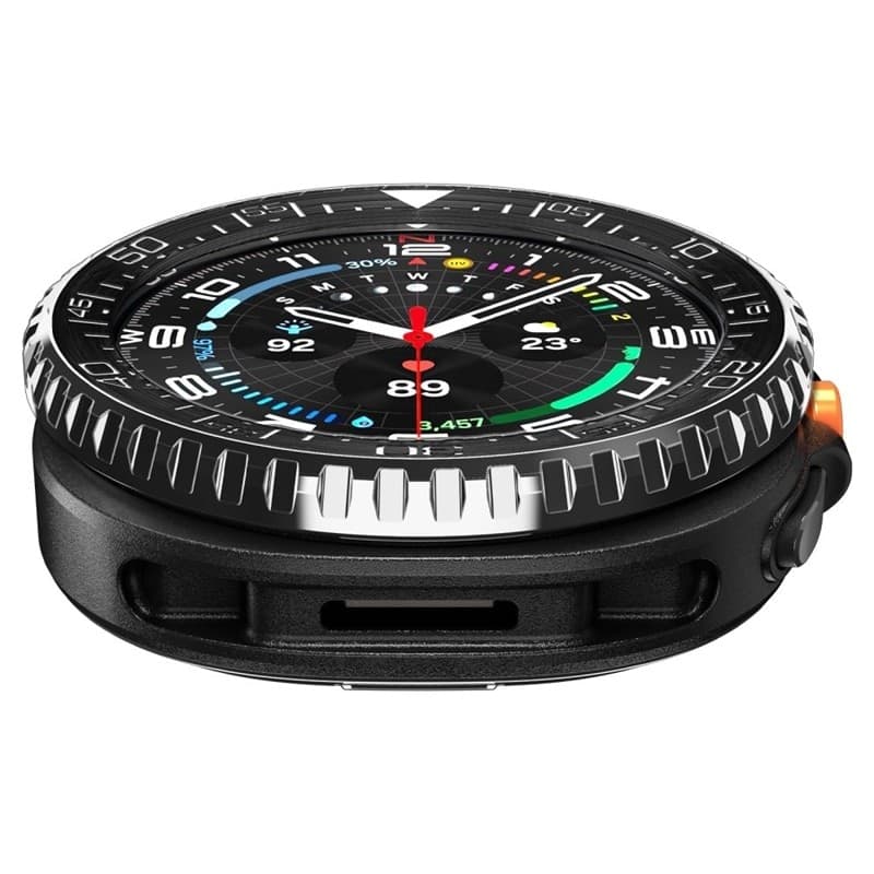 Spigen Bezel Tune Pro Diver - Custodia/Anello protettivo per Samsung Galaxy Watch 8 Classic 46 mm (Argento) - 9