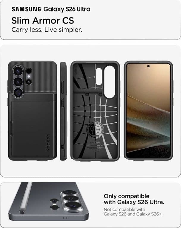 Spigen Slim Armor CS - Custodia per Samsung Galaxy S26 Ultra (Nero) - 6