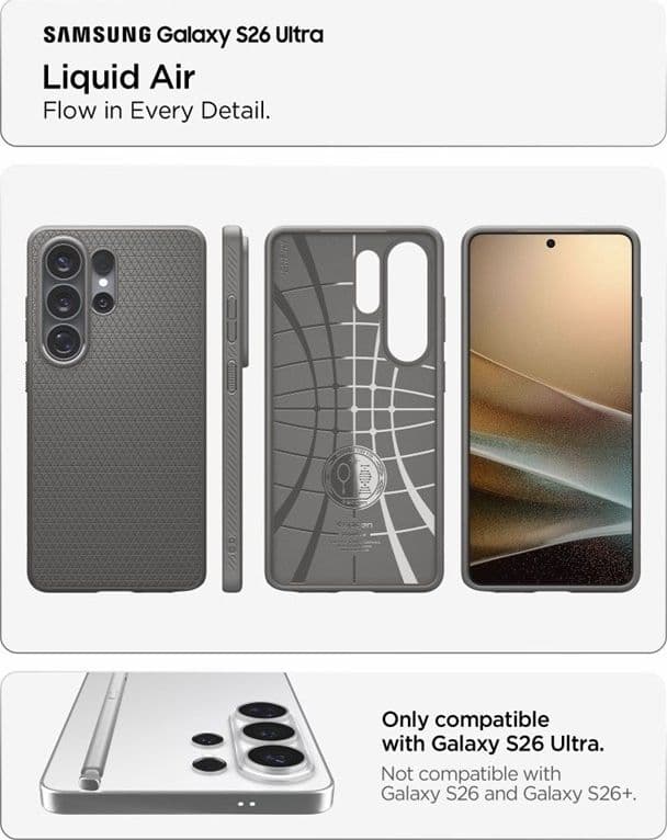 Spigen Liquid Air - Custodia per Samsung Galaxy S26 Ultra (grigio marmo) - 7