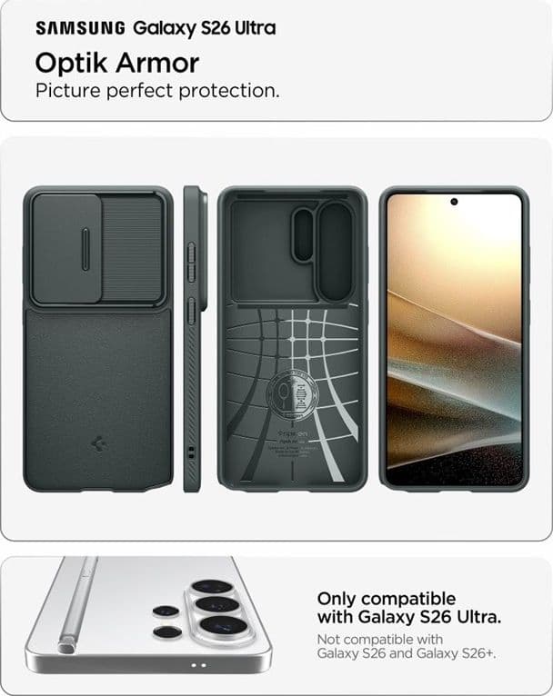 Spigen Optik Armor - Custodia per Samsung Galaxy S26 Ultra (Abyss Green) - 5