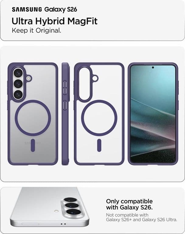 Spigen Ultra Hybrid Mag MagSafe - Custodia per Samsung Galaxy S26 (viola intenso) - 5