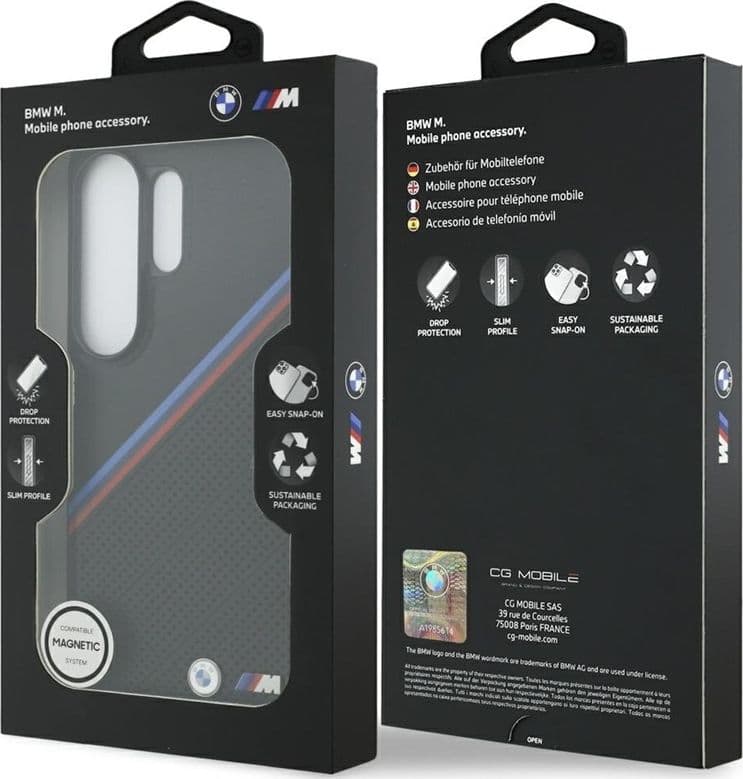 Custodia MagSafe con logo tricolore in metallo BMW per Samsung Galaxy S26 Ultra (nera) - 8