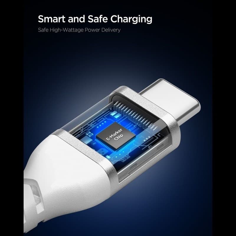 Spigen EB10010CCA Essential - Cavo da USB-C a USB-C 100W 1m (bianco) - 3