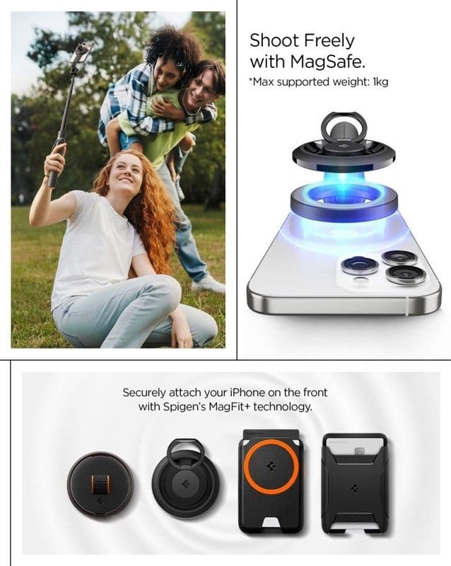 Spigen S582W MagSafe Bluetooth Selfie Stick Treppiede - Supporto per smartphone / Selfie stick (Nero) - 9
