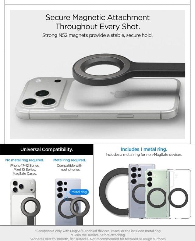 Spigen S582W MagSafe Bluetooth Selfie Stick Treppiede - Supporto per smartphone / Selfie stick (Nero) - 10