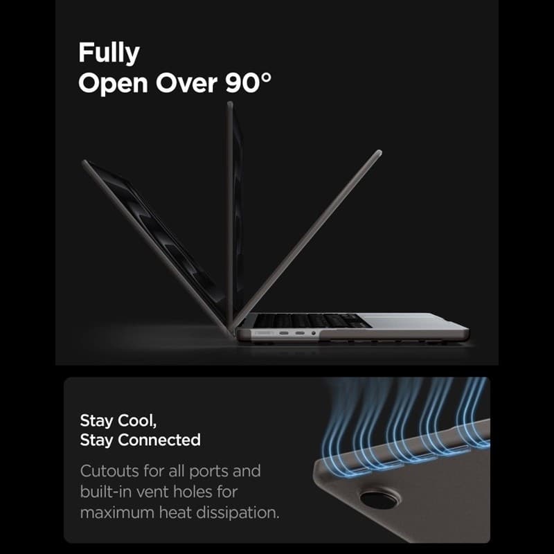 Spigen AirSkin - Custodia per MacBook Pro 14" (M5/M4/M3/M2/M1/2026-2021) (Nero ghiaccio) - 9