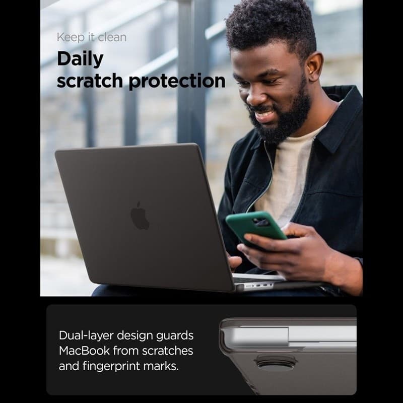 Spigen AirSkin - Custodia per MacBook Pro 14" (M5/M4/M3/M2/M1/2026-2021) (Nero ghiaccio) - 10