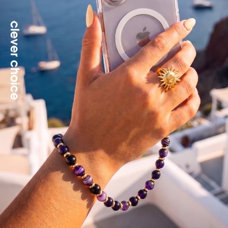 Crong Phone Charm - Pendente per cordino del telefono (agata viola) - 2