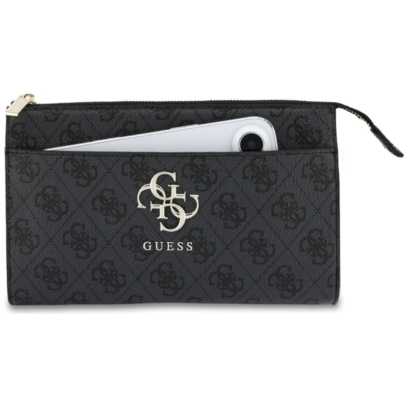 Pochette per cellulare Guess 4G con logo grande - Borsa a mano per cellulare (nera) - 5