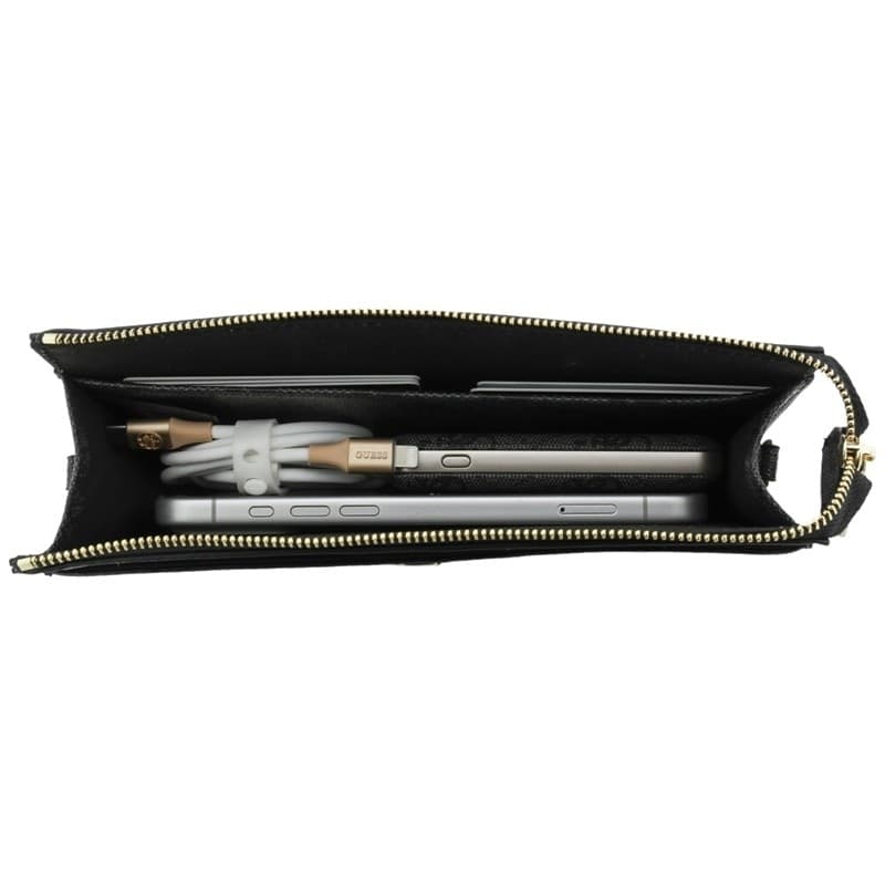 Pochette per cellulare Guess 4G con logo grande - Borsa a mano per cellulare (nera) - 6