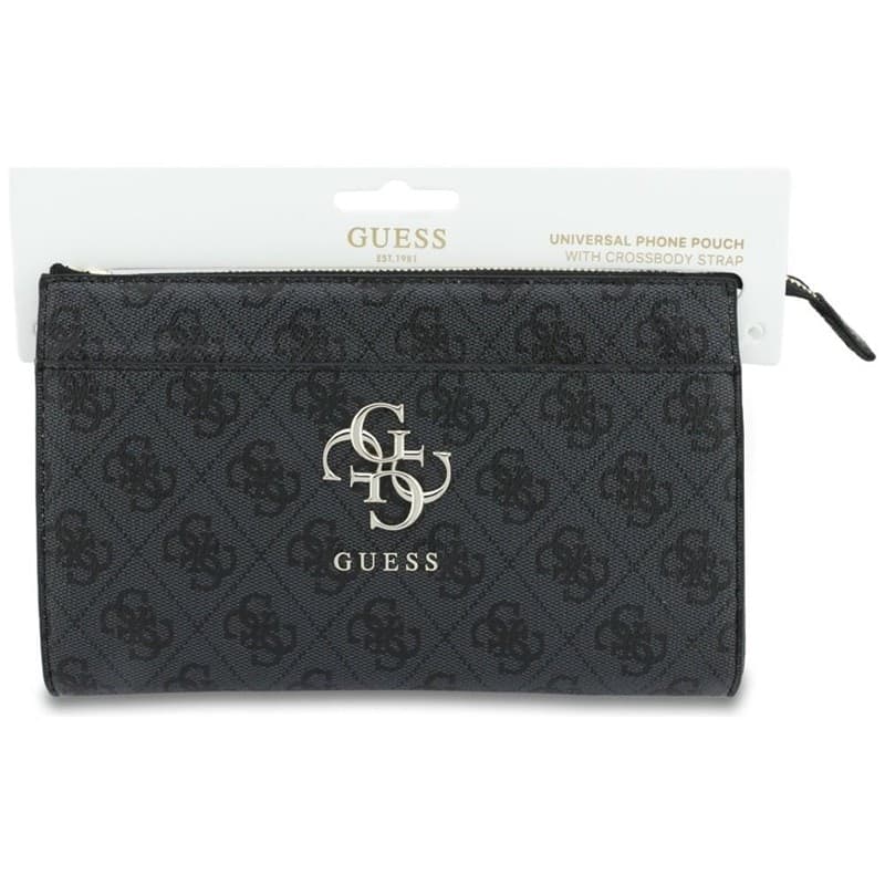 Pochette per cellulare Guess 4G con logo grande - Borsa a mano per cellulare (nera) - 7
