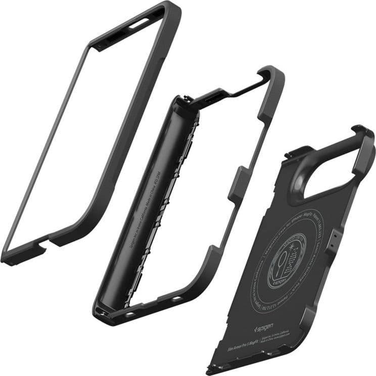 Spigen Slim Armor Pro S MagSafe - Custodia doppia per iPhone (nera) - 5