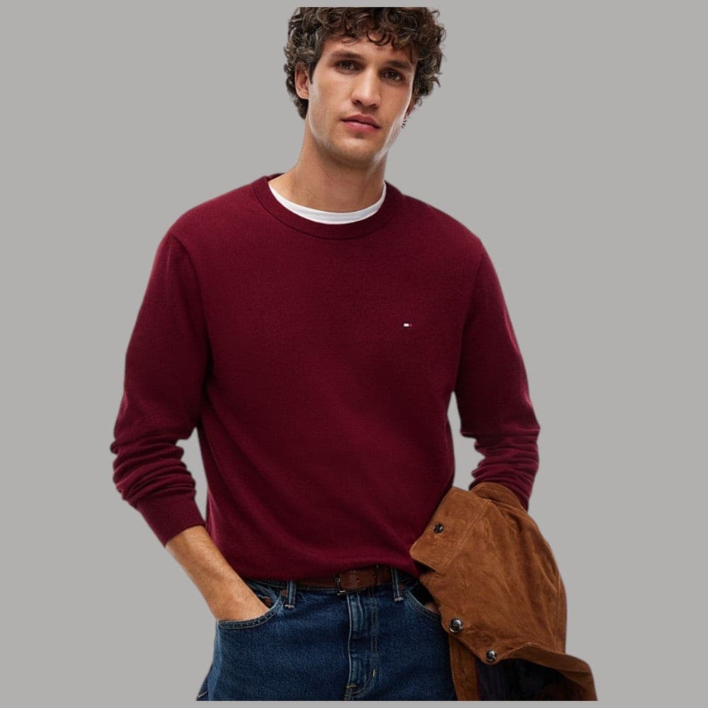 Pullover Tommy Hilfiger in cotone pima e cashmere con bandierina - 12