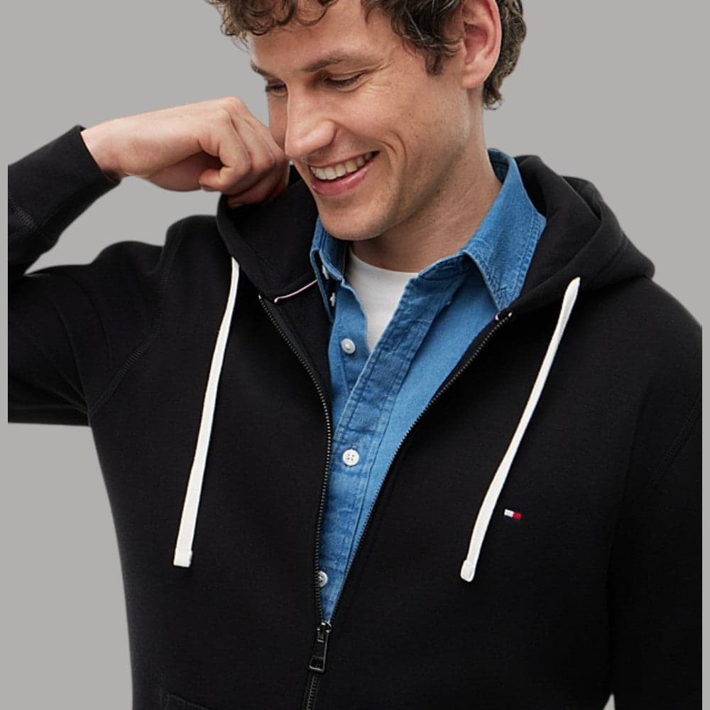 Felpa con cappuccio Tommy Hilfiger zip integrale e logo ricamato - 2