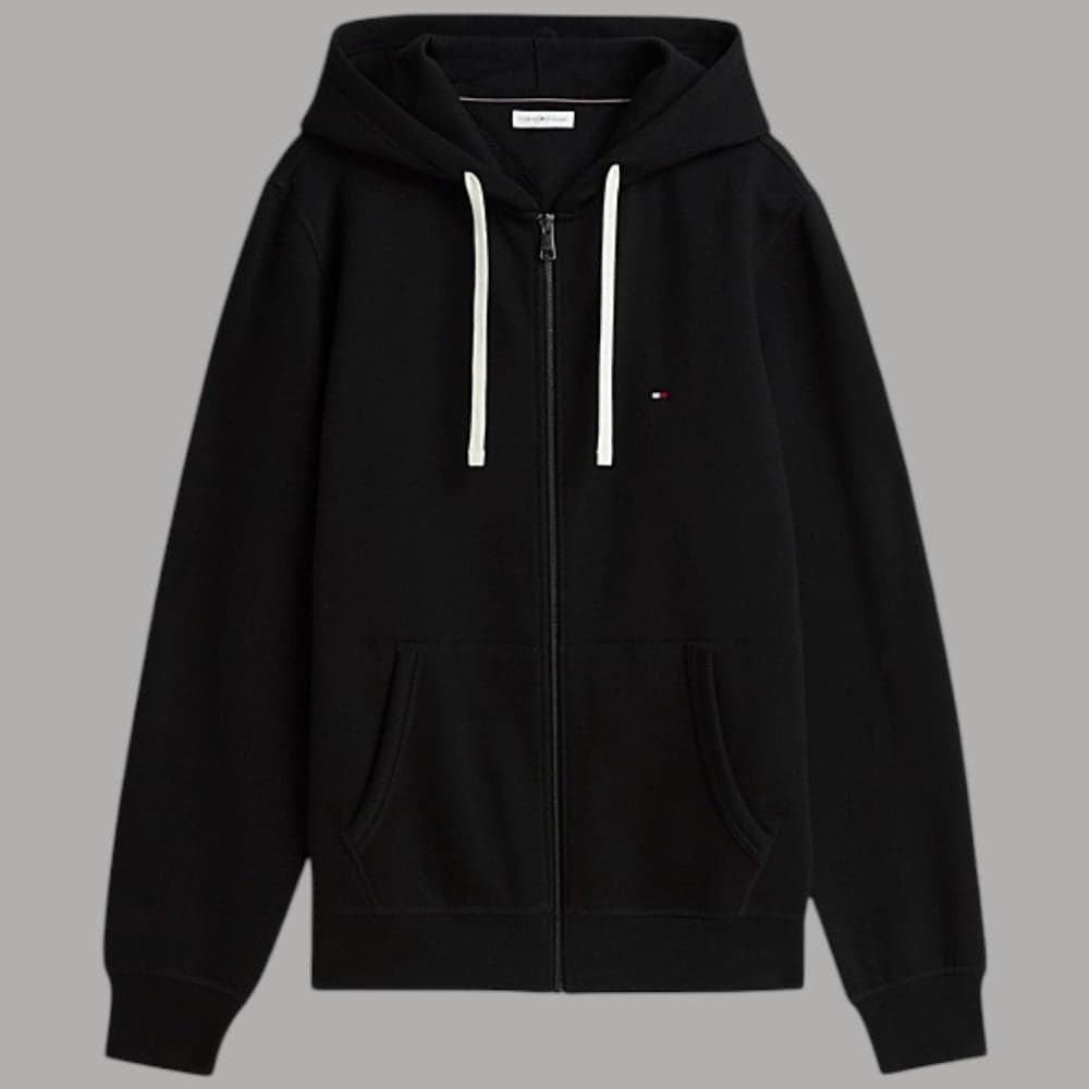 Felpa con cappuccio Tommy Hilfiger zip integrale e logo ricamato - 5