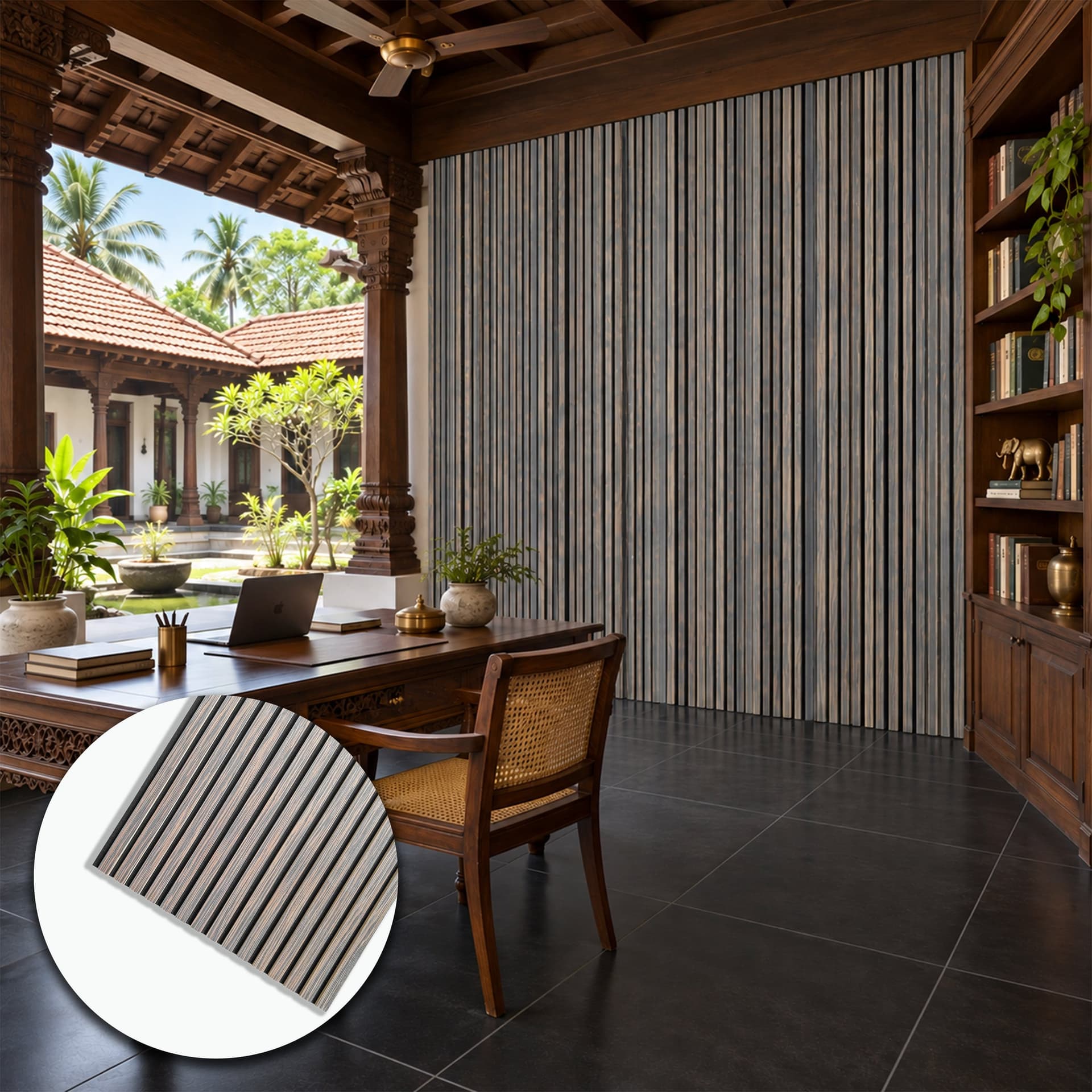 Pannello acustico a lamelli Ebano in vero legno, fibra di legno e feltro – 12 × 600 × 2900 mm – 1,74 m² - 3