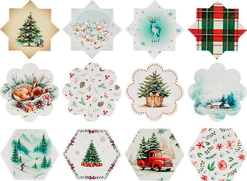 H&H Sottopentola Natalizio in Ceramica e Sughero a Forma di Stella, Decorazione Albero di Natale - 2