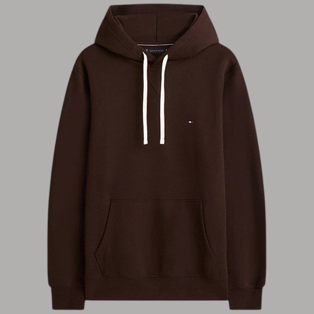 Felpa con cappuccio Tommy Hilfiger logo ricamato marrone - 5