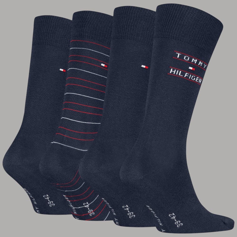 Calzini uomo Tommy Hilfiger 4 paia in cotone pettinato blu - 2