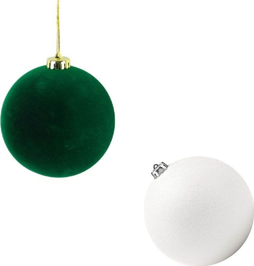 SET PALLINE NATALE FLOCCATE 20PZ SFERA 3CM PER ALBERO DECORAZIONI NATALIZIE ORNAMENTO - 1