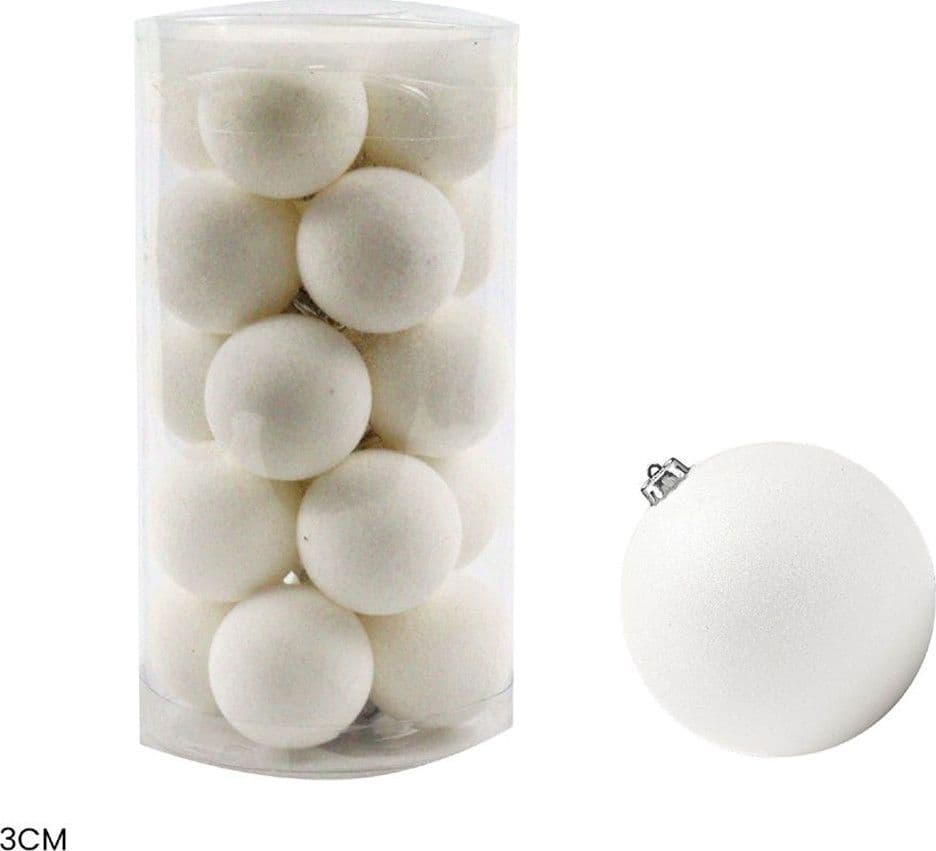 SET PALLINE NATALE FLOCCATE 20PZ SFERA 3CM PER ALBERO DECORAZIONI NATALIZIE ORNAMENTO - 3