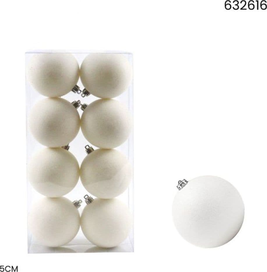 SET PALLINE DI NATALE FLOCCATE 8PZ SFERA 5CM PER ALBERO DECORAZIONI NATALIZIE ORNAMENTO - 3