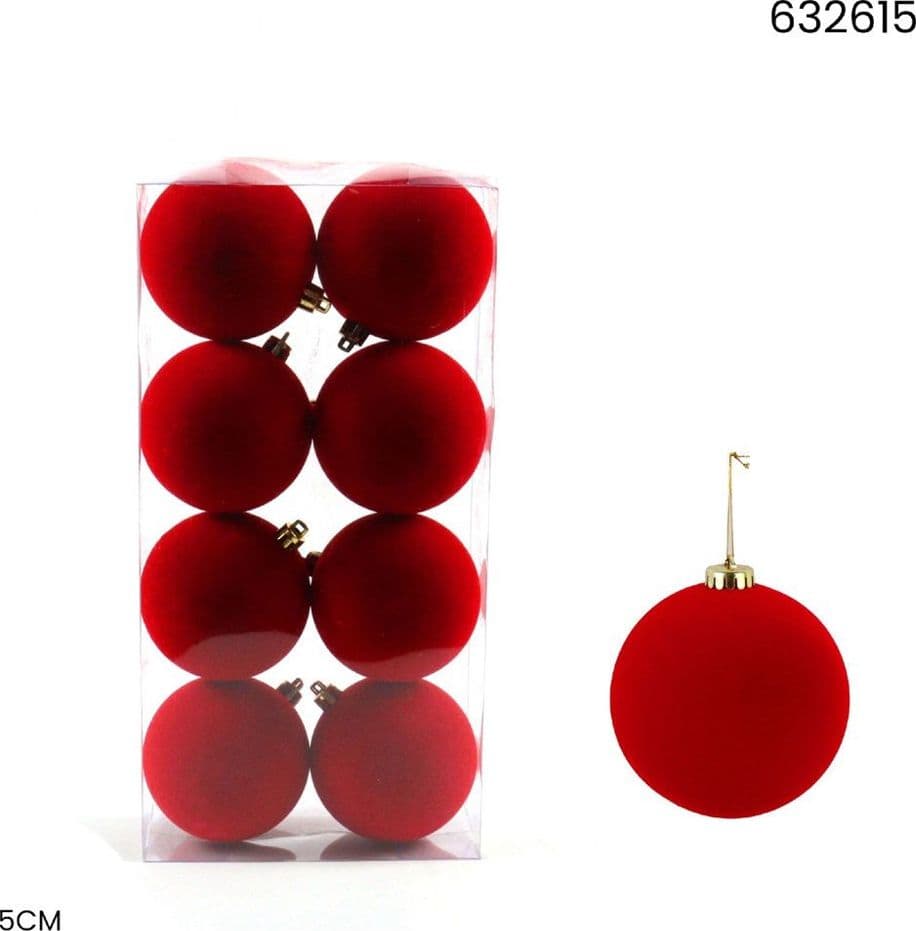 SET PALLINE DI NATALE FLOCCATE 8PZ SFERA 5CM PER ALBERO DECORAZIONI NATALIZIE ORNAMENTO - 5