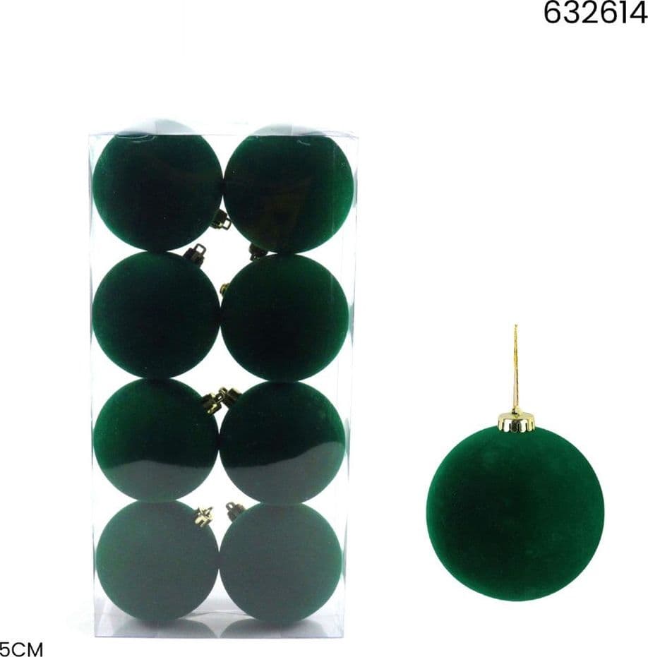 SET PALLINE DI NATALE FLOCCATE 8PZ SFERA 5CM PER ALBERO DECORAZIONI NATALIZIE ORNAMENTO - 7