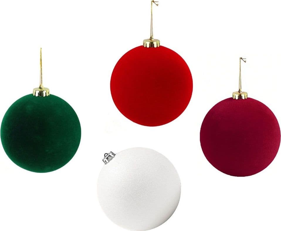 SET PALLINE DI NATALE FLOCCATE 12PZ SFERA 6CM PER ALBERO DECORAZIONI NATALIZIE ORNAMENTO - 1