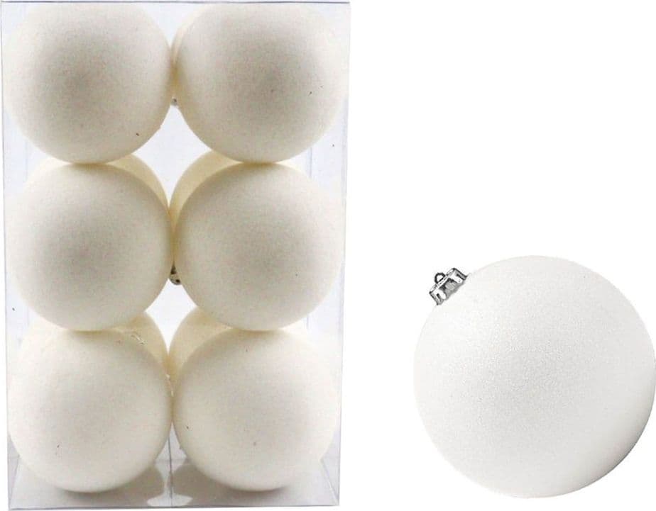 SET PALLINE DI NATALE FLOCCATE 12PZ SFERA 6CM PER ALBERO DECORAZIONI NATALIZIE ORNAMENTO - 4
