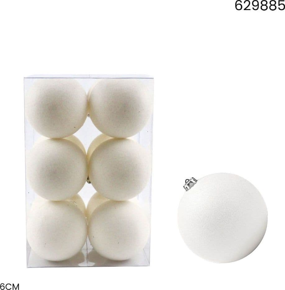 SET PALLINE DI NATALE FLOCCATE 12PZ SFERA 6CM PER ALBERO DECORAZIONI NATALIZIE ORNAMENTO - 5