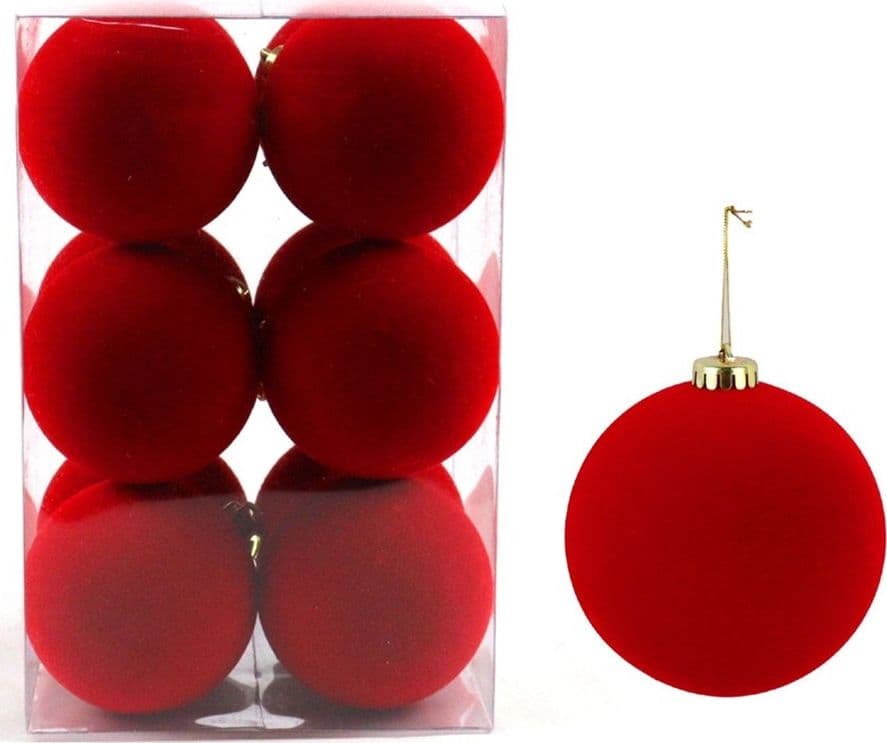 SET PALLINE DI NATALE FLOCCATE 12PZ SFERA 6CM PER ALBERO DECORAZIONI NATALIZIE ORNAMENTO - 6