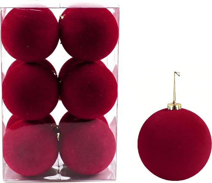 SET PALLINE DI NATALE FLOCCATE 12PZ SFERA 6CM PER ALBERO DECORAZIONI NATALIZIE ORNAMENTO - 8
