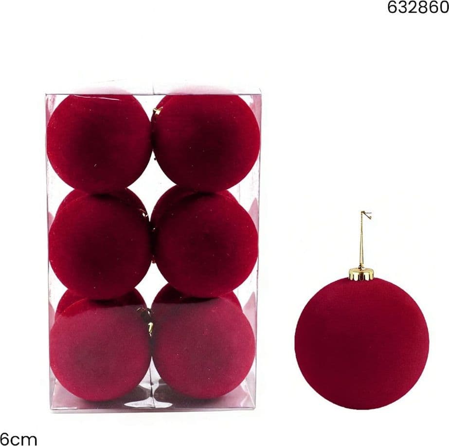SET PALLINE DI NATALE FLOCCATE 12PZ SFERA 6CM PER ALBERO DECORAZIONI NATALIZIE ORNAMENTO - 9